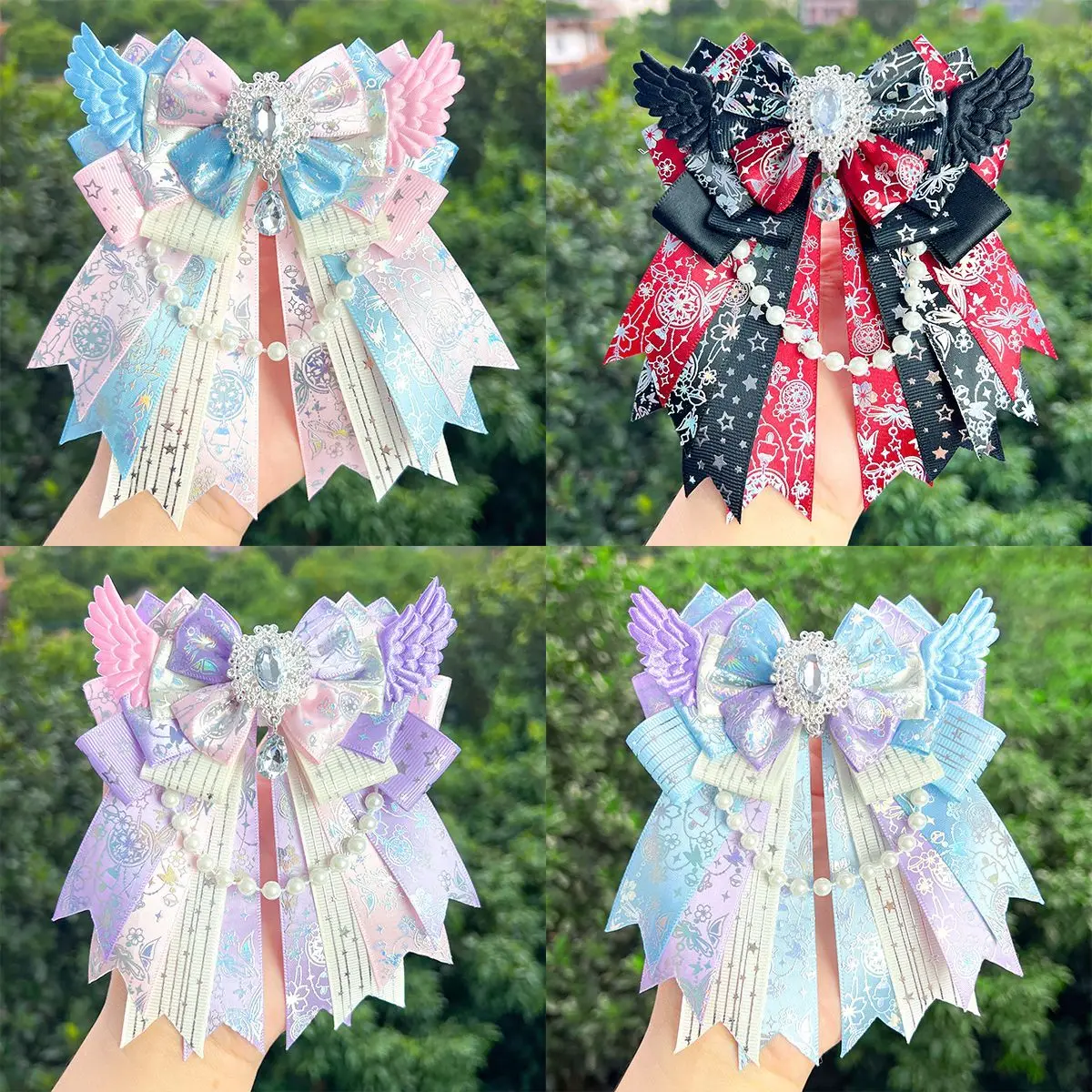 

Original Luxury Lolita Bow Anime Concert Crap Stick Angel Wings Bow Accessories Shirt Collar Brooch High End Handmade Gift