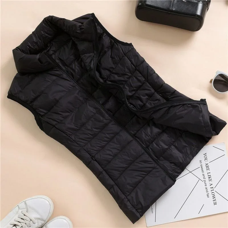 New Down Jacket for Women Thin Casual Slim Short Fashion Waistcoat Stand-up Collar Women's Vest