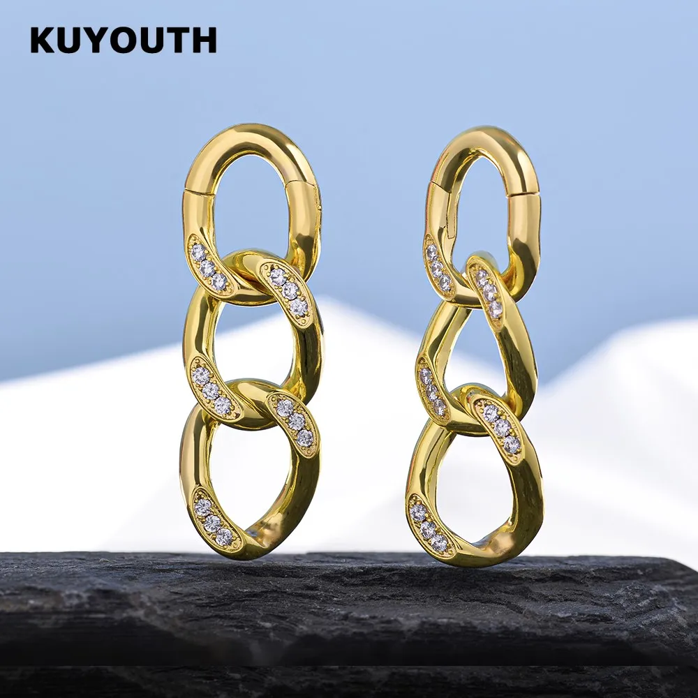 KUYOUTH Unique Copper Chain Magnet Ear Weight Earring Expanders Gauges Piercing Body Jewelry Stretchers 4mm 2PCS