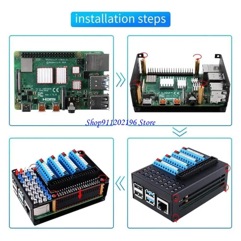 

P82A Metal Case- Box for 4B Only with GPIO Terminal Board LED Indicators