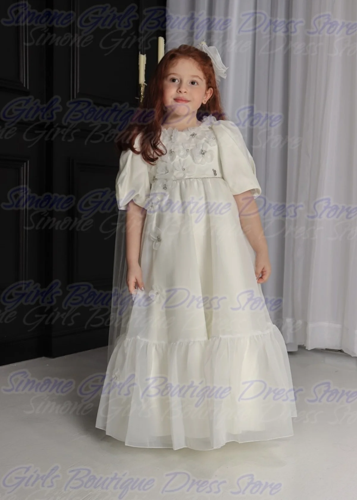 Sequin Cute Medium long sleeves Appliques  Flower Girl Dress for Wedding Ceremonies Formal Receptions birthday party