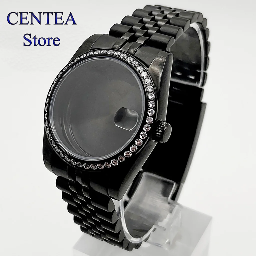 RICHUS 블랙 시계 케이스, 사파이어 유리, 다이아몬드 타입에 맞는 NH35, NH36, ETA2824, Miyota8215, 자동 무브먼트, 36mm, 39mm