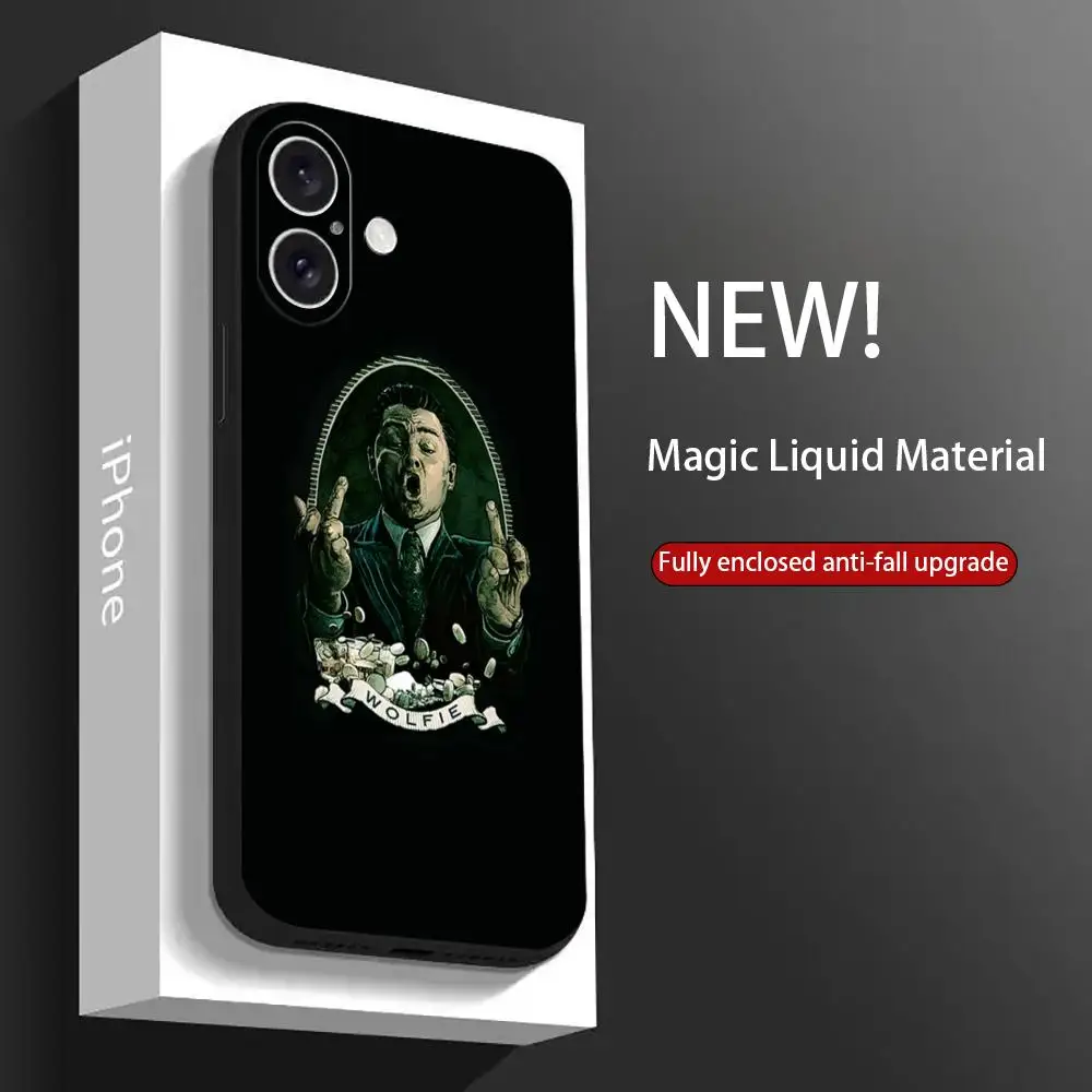 เคสโทรศัพท์ลายหนังหมาป่าแห่งวอลล์สตรีท สำหรับ iPhone 17 16 15 14 13 12 11 X XR XS 8 Plus Mini Pro Max เคสนิ่มสีดำกันกระแทก
