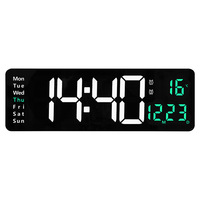 16-inch green Nordic digital wall clock 6626 with large screen function display, LED, temperature for living room home daily