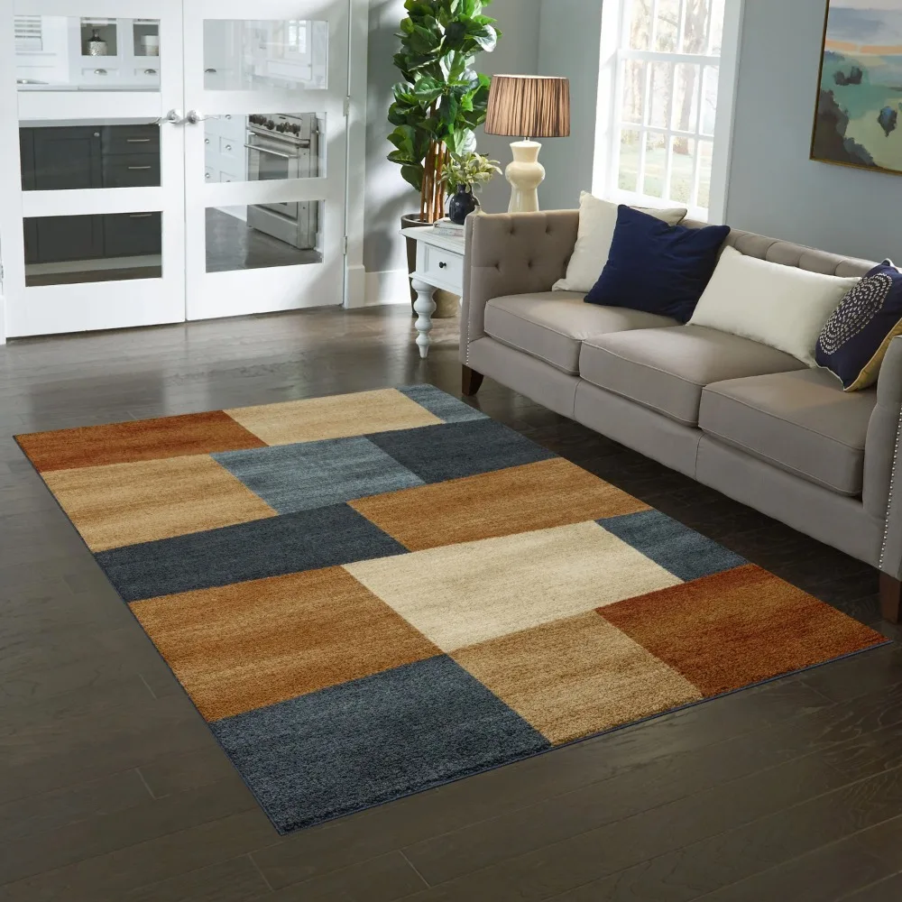 Geometric Warm Blocks Multicolor Indoor Area Rug, 5' x 7'