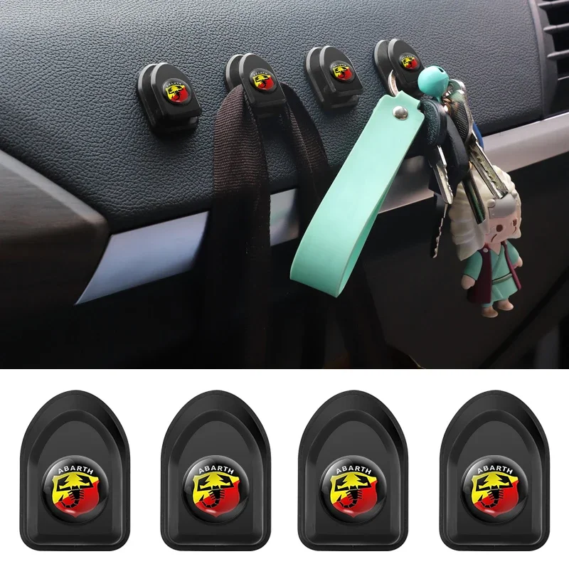 1/2/4 pçs ganchos autoadesivos interiores do carro acessórios de estilo automóvel para fiat abarth 500 595 124 aranha ducato panda tipo bravo