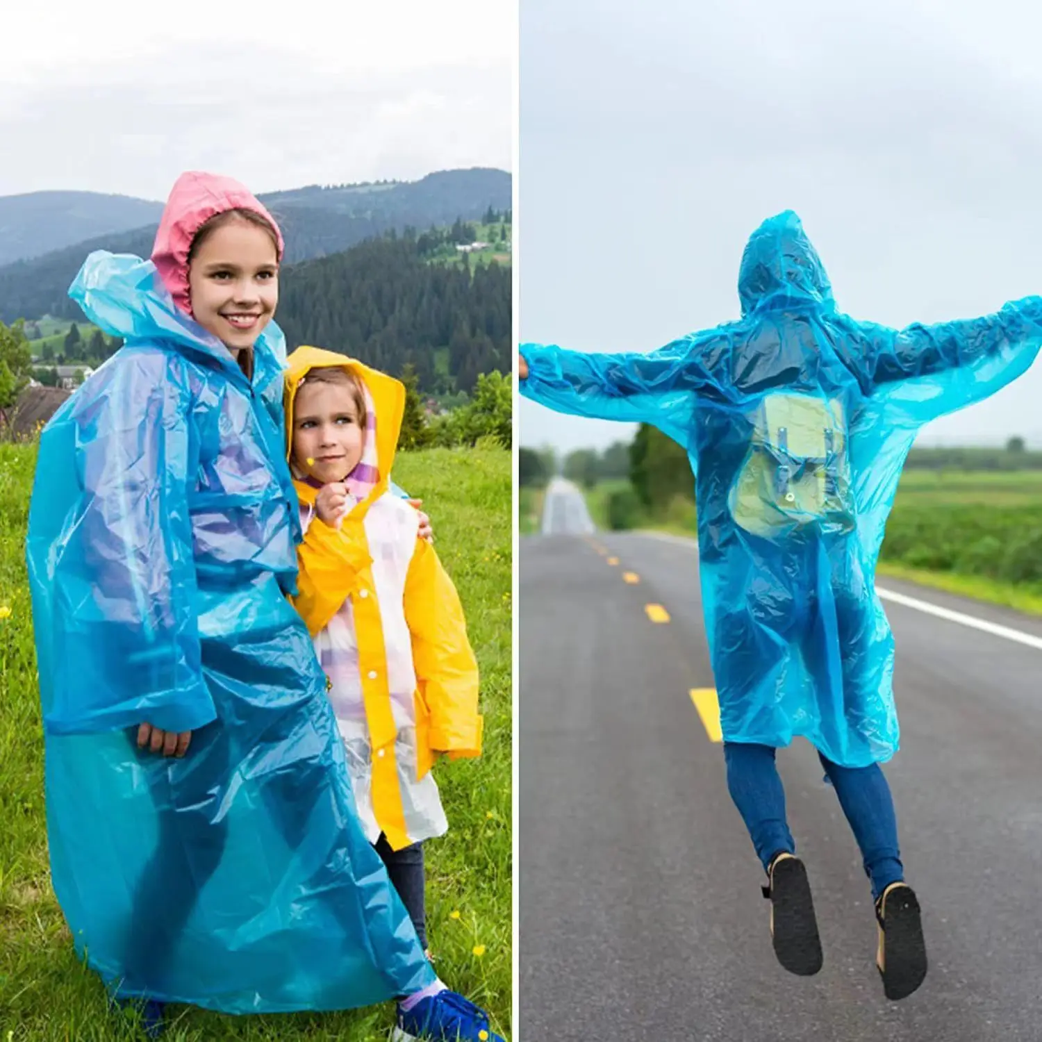 Portable Mini Raincoats Ball for Adults Kids Disposable Rain Ponchos Rainwear Cloak Rain Gear Keyring Ball with Hook