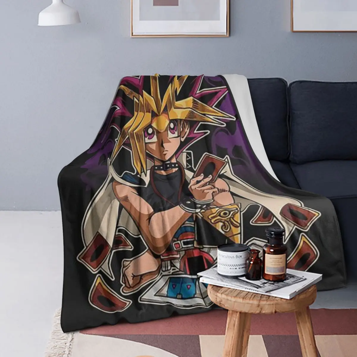 Blue-Eyes White Dragon Japanese Anime Yu-Gi-Oh Blankets Warm Flannel Throw Blanket Cover for Bed Living room Picnic Travel Home