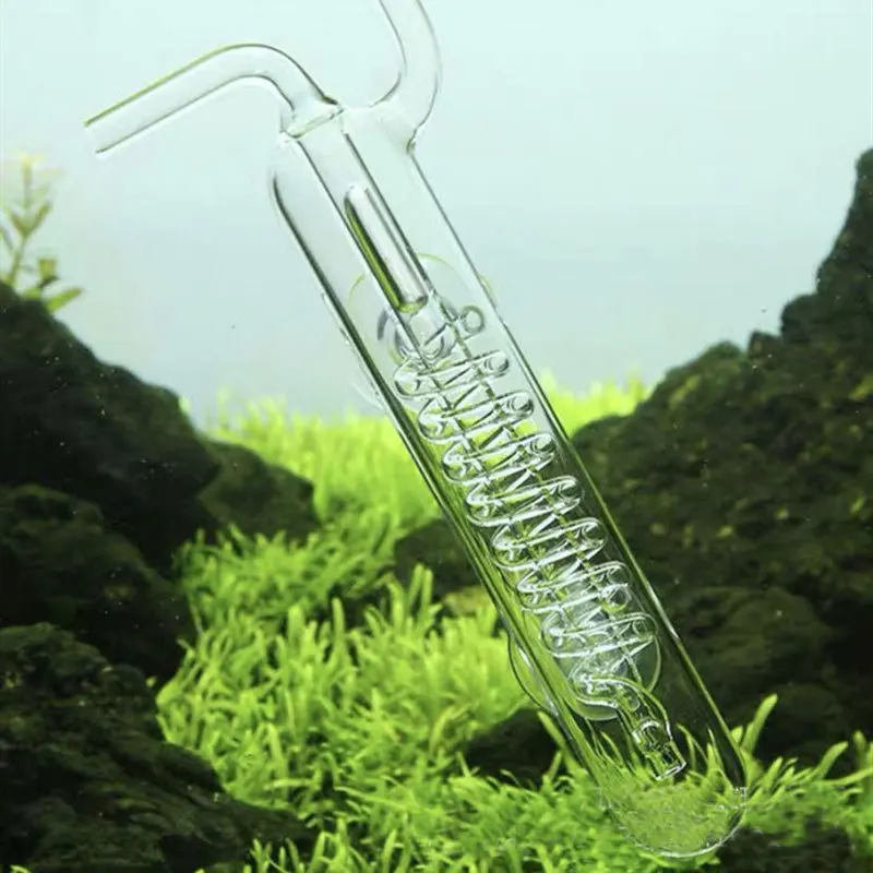 Aquarium Spiral Bubble Recorder Co2 Diffuser Atomizer Glass ADA Style Counter Water Fish Tank Plant Suction Cup Fishing Supplies