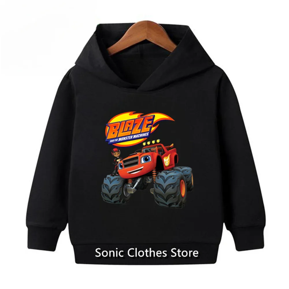 Children Hooded Sweatshirt Cute Off-road Monster Truck Graphic Print Long Sleeve Pullover Tops Boys Girls Daily Casual Hoodie
