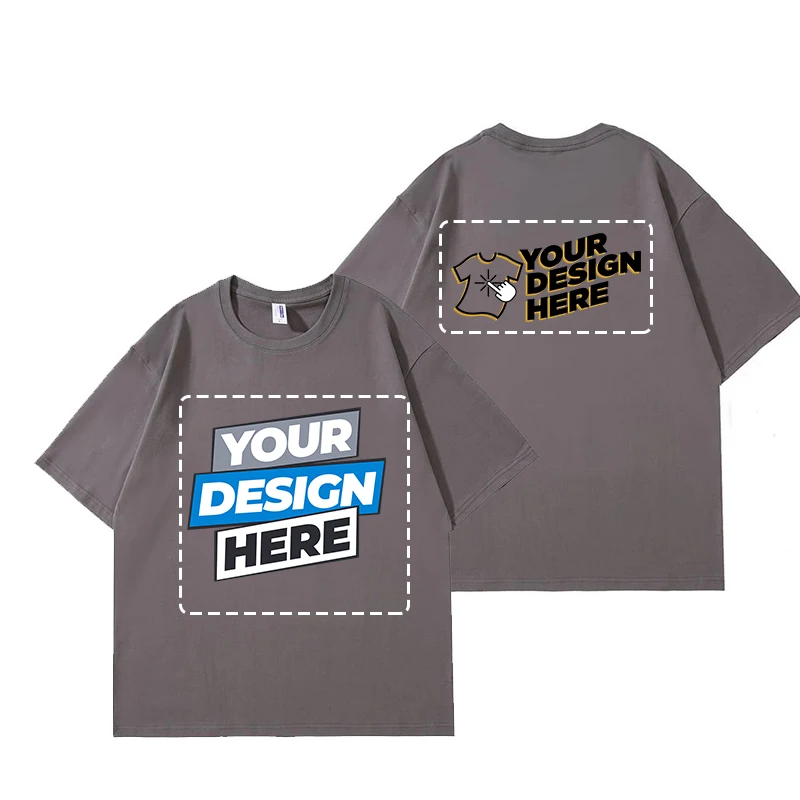 customized LOGO Man 100% Cotton T-shirt short Sleeves solid color for Casual T-shirt DIY Your Team Name Front & Back HM-X7