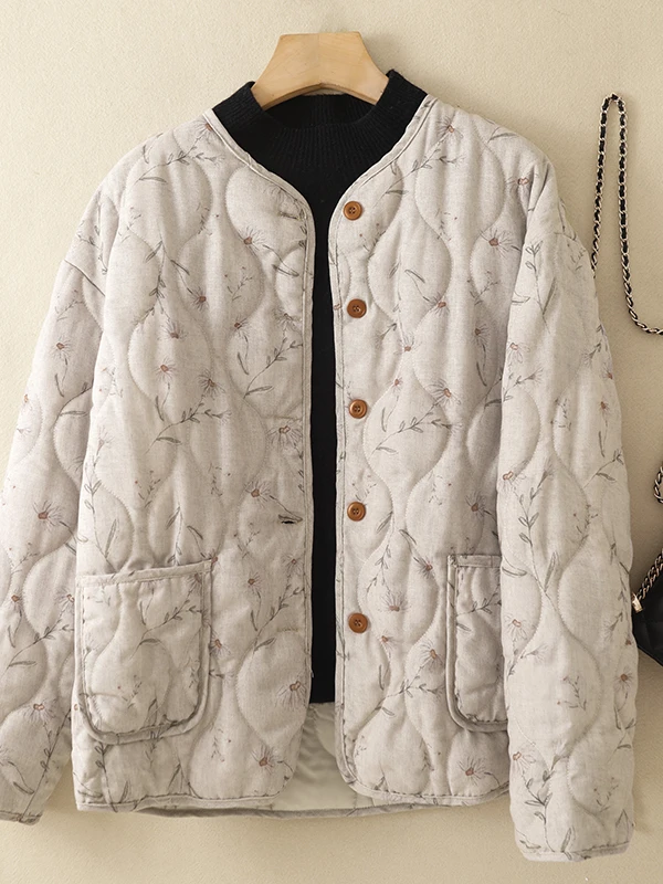 Slimming Cotton Jacket Winter New Arrival Casual Fashionable Warmth Outerwear Women's Loose Fit Long Sleeve round Neck Coat