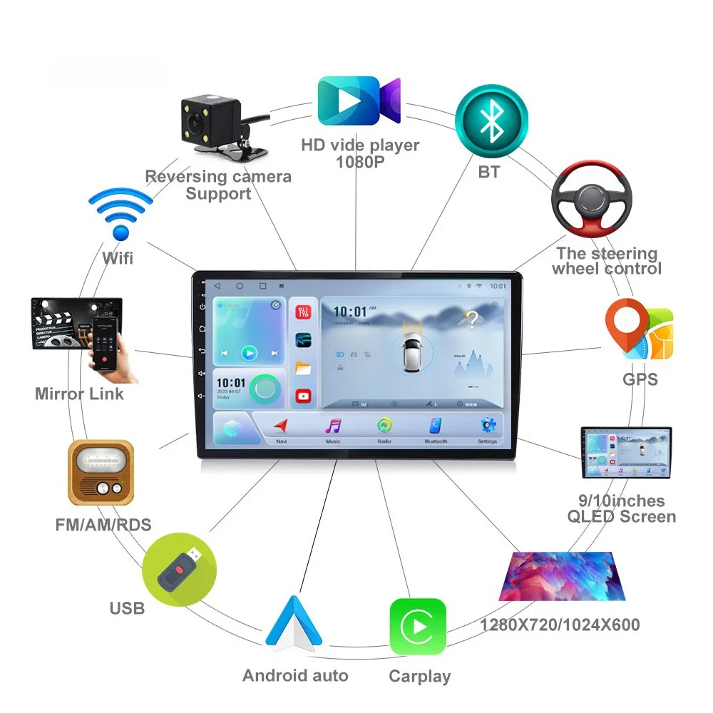 MCX9/10.1 Cal przenośny 2Din uniwersalny Android nawigacja GPS CD ciężarówka reprodukcje Indash MP5 podmiejska Audio odtwarzacz samochodowy DVD