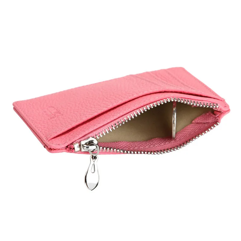 Porta biglietti da visita ID sottile in pelle PU Donna Uomo Mini Portafogli corti con cerniera Portamonete piccolo Custodia per soldi Organizzatore