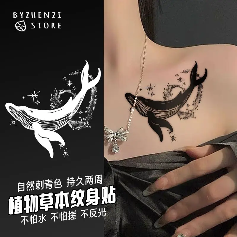 

Lasting Herbal Whale Fake Tattoo for Woman Man Arm Art Tattoo Sticker Punk Temporary Tattoos Waterproof Tatuajes Temporales