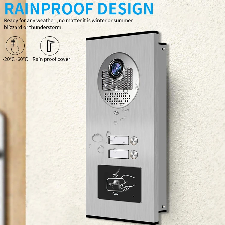 Sistem Kontrol Akses RFID 7-Inci Berkualitas Tinggi, Telepon Pintu Video Wifi Multi-Apartemen Dengan Kamera Warna 2 Unit