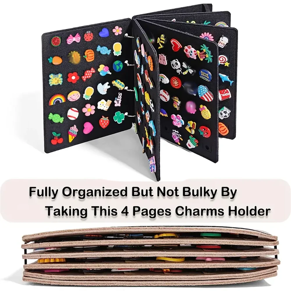 Shoe Charms Organizer For Charms Display, Flip-Page Shoe Charms Holder For With 120 Holes(Shoe Charms Not Included)