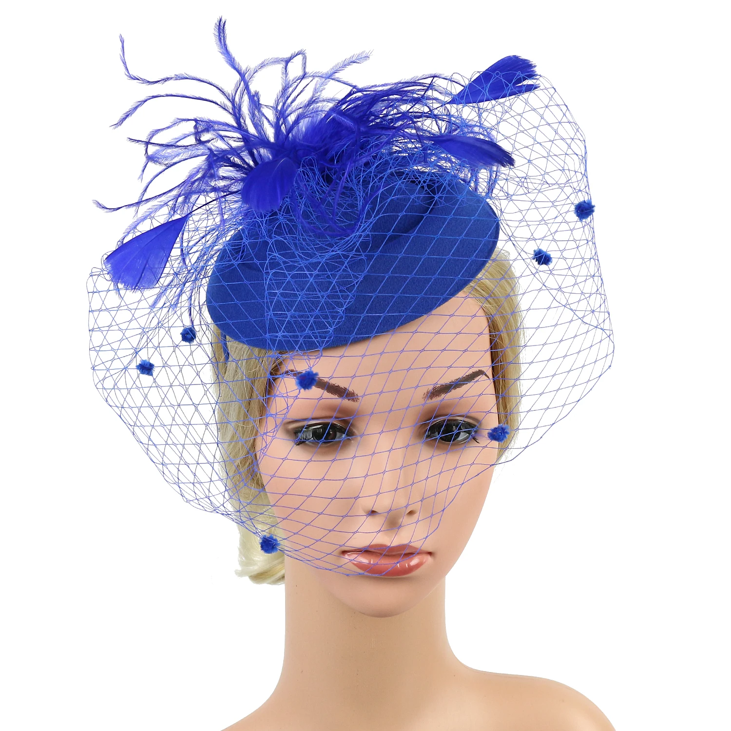 Women Veil Fascinator Hat, Vintage Phillbox Headband Clip Reversible Kentucky Derby Cocktail Tea Party Headwear for Ladies Girls image 6