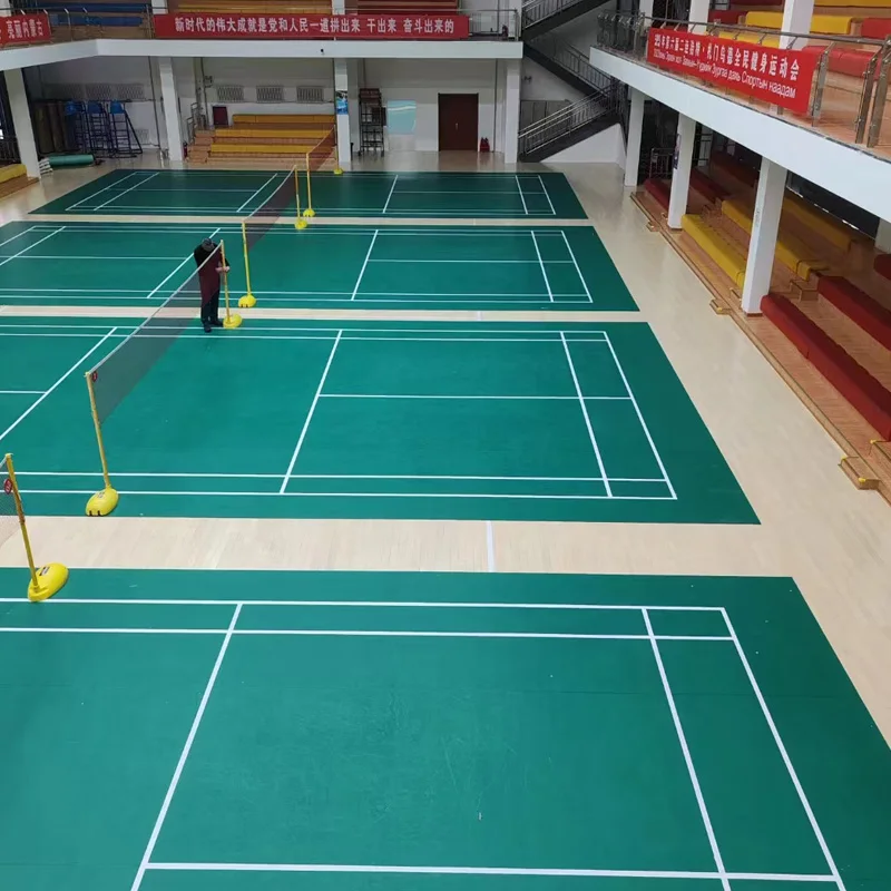 Beable terjangkau standar vinil profesional Solusi lapangan Badminton hijau merah ungu 4.5 sampai 8.0mm ketebalan PVC lantai olahraga