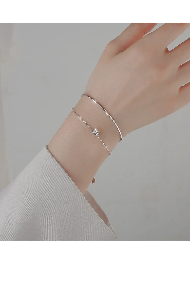 925 Sterling Silber Doppel-Liebesherz Hohle Runde Perlen Armband Damen Mode Romantischer Schmuck Klassisch Verstellbar – Detail 27