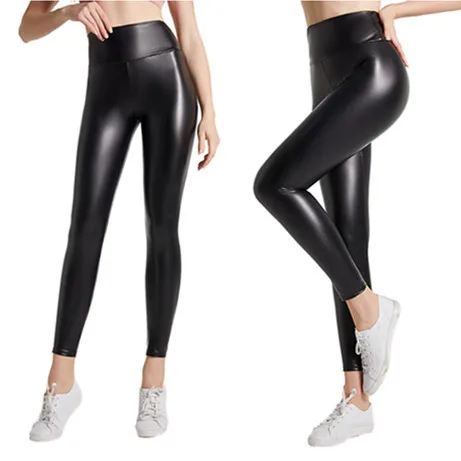 

High Waist PU Leather Pants Four Way Stretch Outerwear Base Layer Pants Autumn Winter Faion Women's Skirt Pants Cosite F...