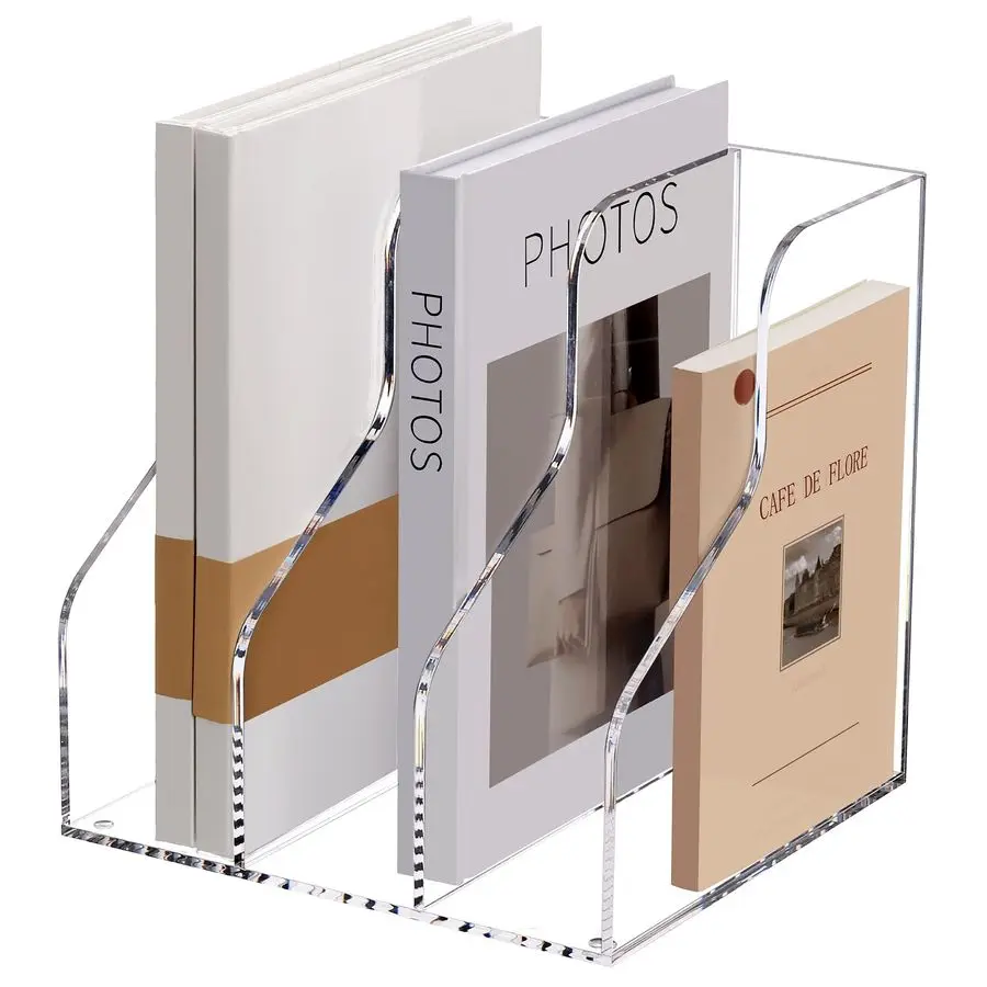 

Acrylic File Organizer, Clear Magazine File Holder with 3 Vertical Compartments, Desk Organizer for Home School Office Organizat