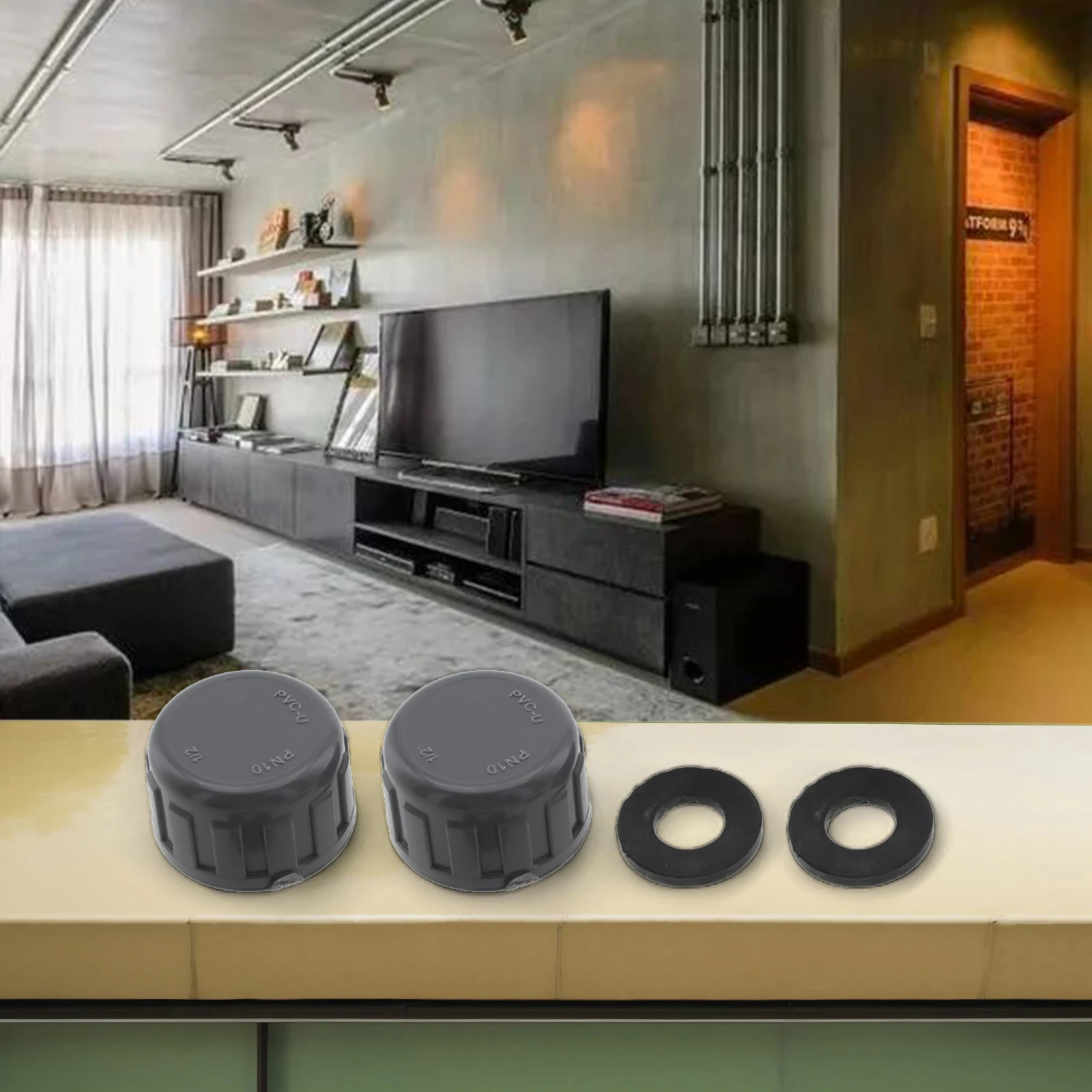 For Hose Connections Rubber Sealed Cap PVC Threaded Cap For Home Improvement Grey Modern Design Sturdy PVC Material