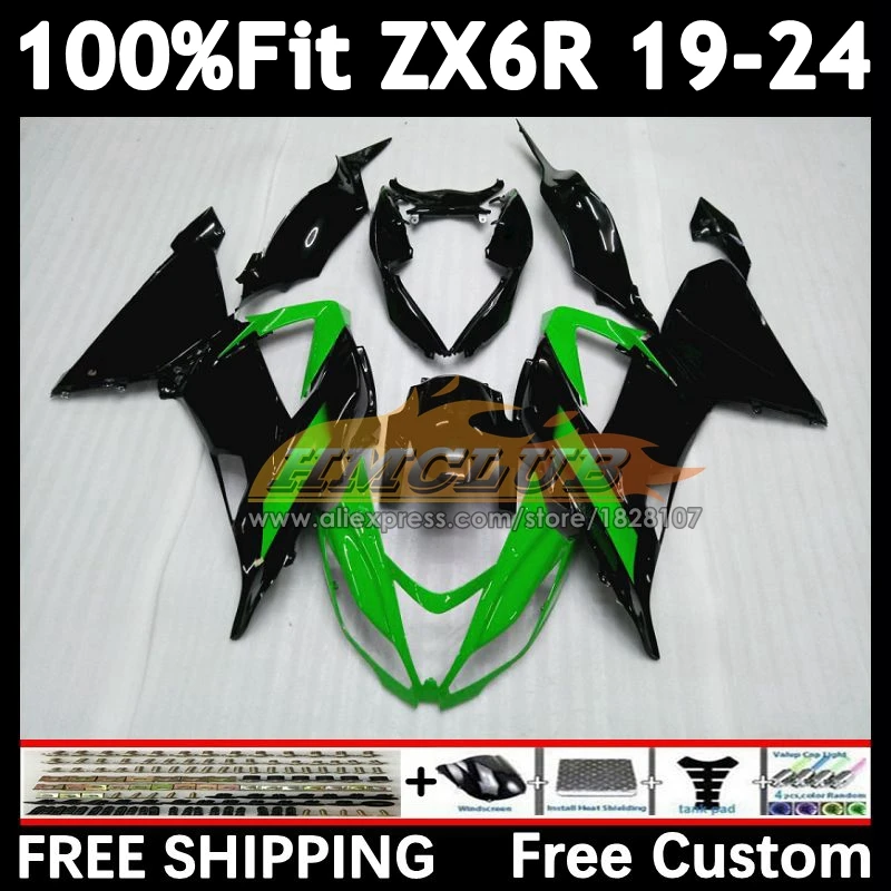 Body For KAWASAKI NINJA ZX-6R 2019 2020 2021 green black 2022 2023 2024 160No.9 ZX 636 6R ZX636 ZX6R 19 20 21 22 23 24 Fairing