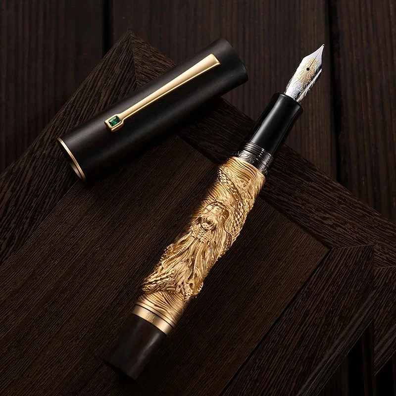 hongdian-dragon-year-limited-n24-fountain-pen-ef-f-nib-golden-stereoscopic-carving-writing-gift-pen-school-office-stationery