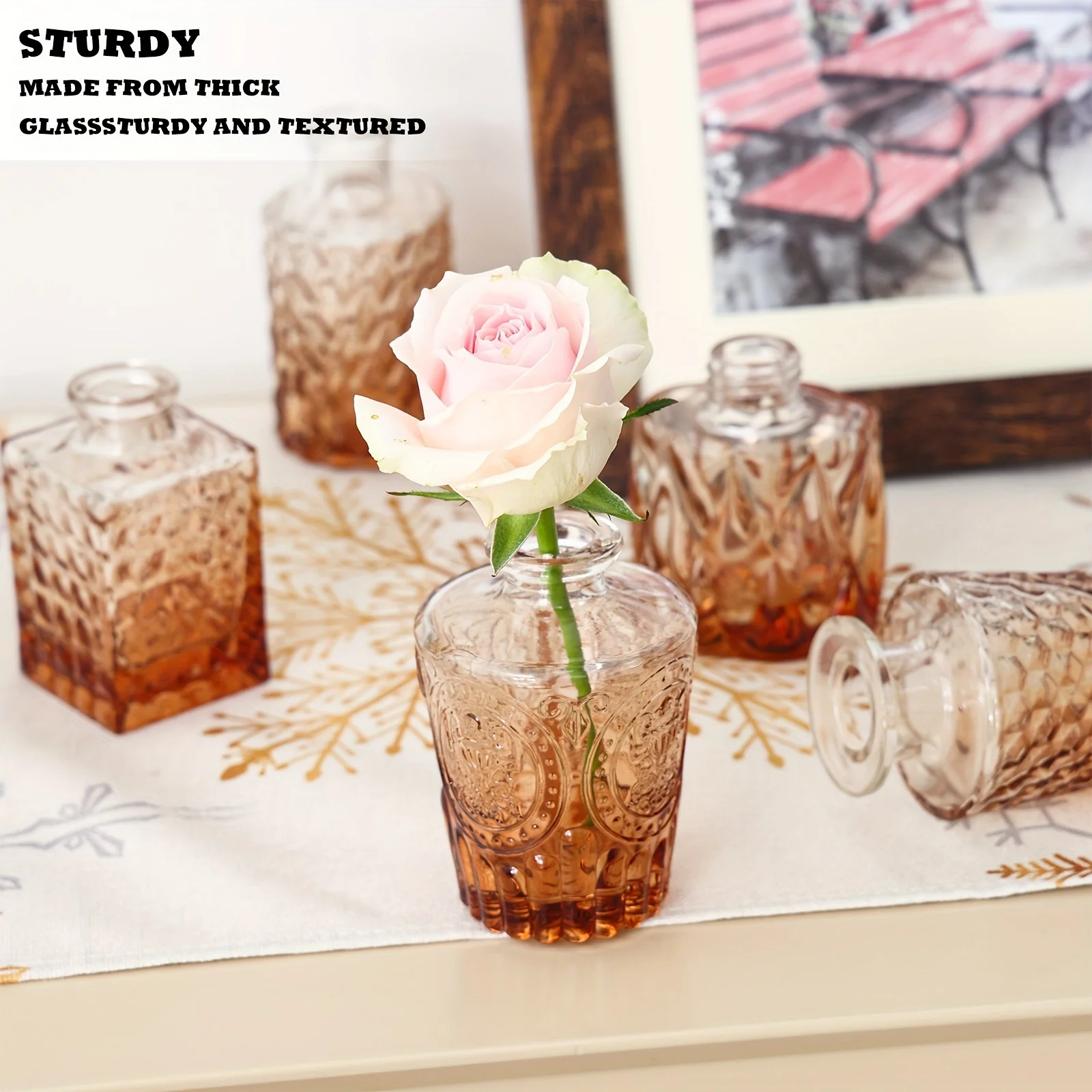 

TOMNK 36 Glass Bud Vase Set, Small Vases for Flowers, Vases for Centerpieces Mini Flower Vases In Bulk for Rustic Wedding