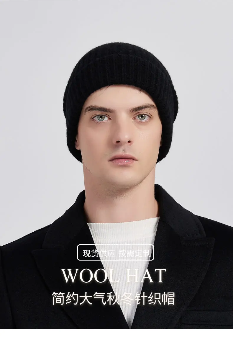 100% Merino Wool Men Boy Soft Warm Fluffy Winter Hat for Adult PureWool Knitted Hat Skullies Beanies Bonnet Woman Knit Cap