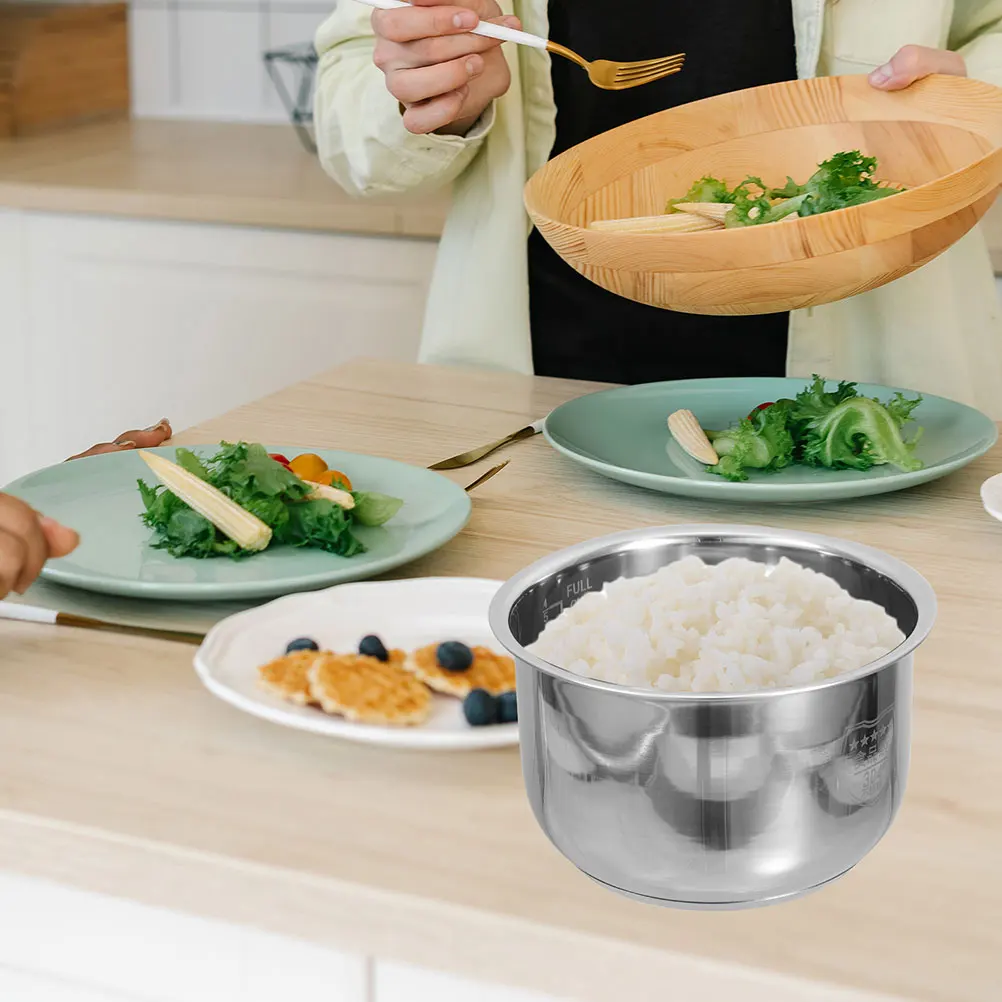 

1pc Rice Cooker Liner Inner Pot Double Bottom Replacement Stainless Steel Kitchenware Cooking Practical Long Lasting