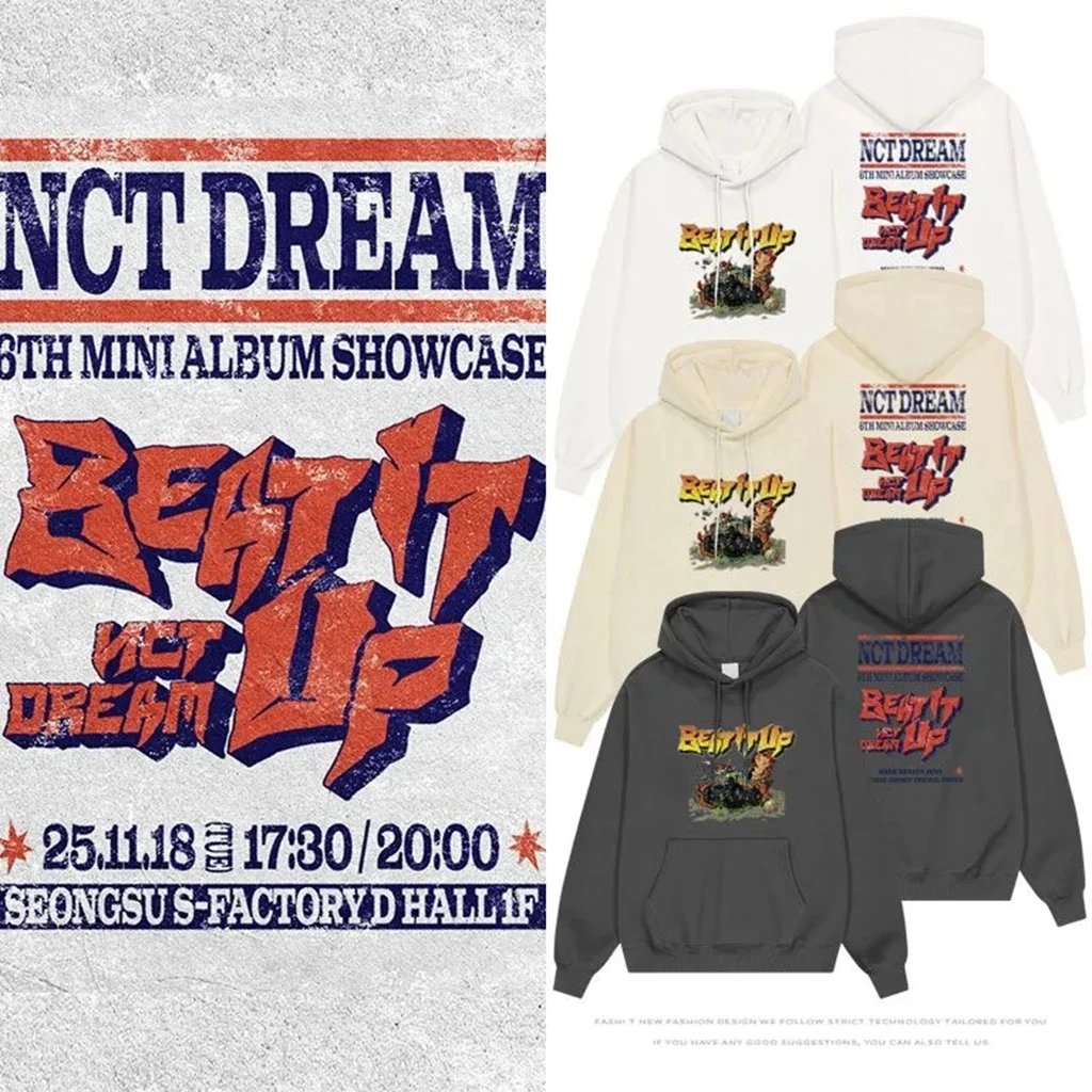 KPOP Женская толстовка с капюшоном MAN Our WISH NCT127 DREAM BeatItUp с буквенным принтом, свободная модная повседневная весенне-осенняя уличная одежда с длинными рукавами