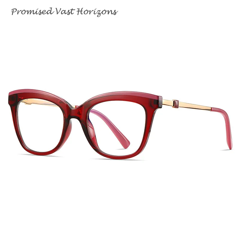 Lunettes bloquant la lumière bleue, Double couleur, monture TR90, branches métalliques, monture de lunettes Ins, grande monture à la mode, lentille Plano pour femme