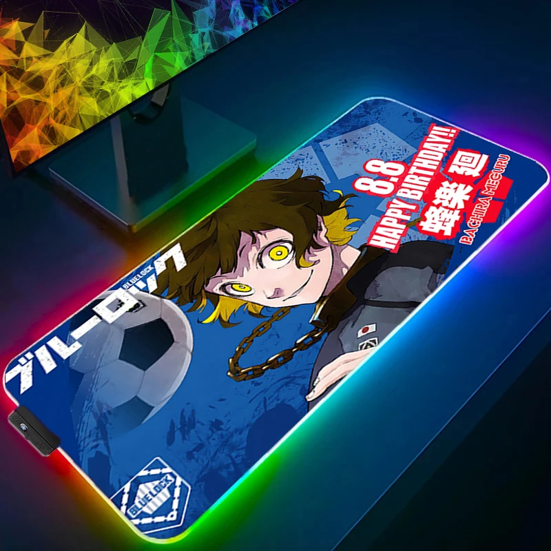 

RGB Mouse Pad B-blue Lock Unique Design Glowing Mouse Pad Add Charm To Your Desk Office Essential Simple XXL Mouse Pad For Work