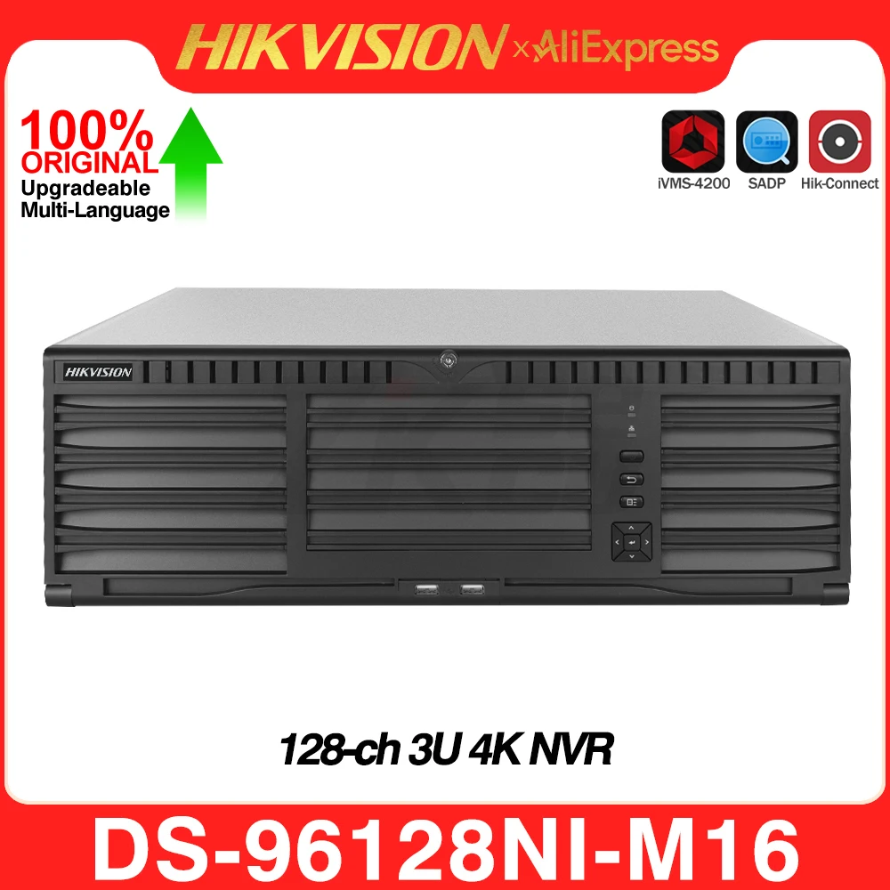 Hikvision Network Video Recorder DS-96128NI-M16 8K 3U 128CH NO POE 2SATA NVR 32MP  H.265 Alarm I/O for Security Surveillance