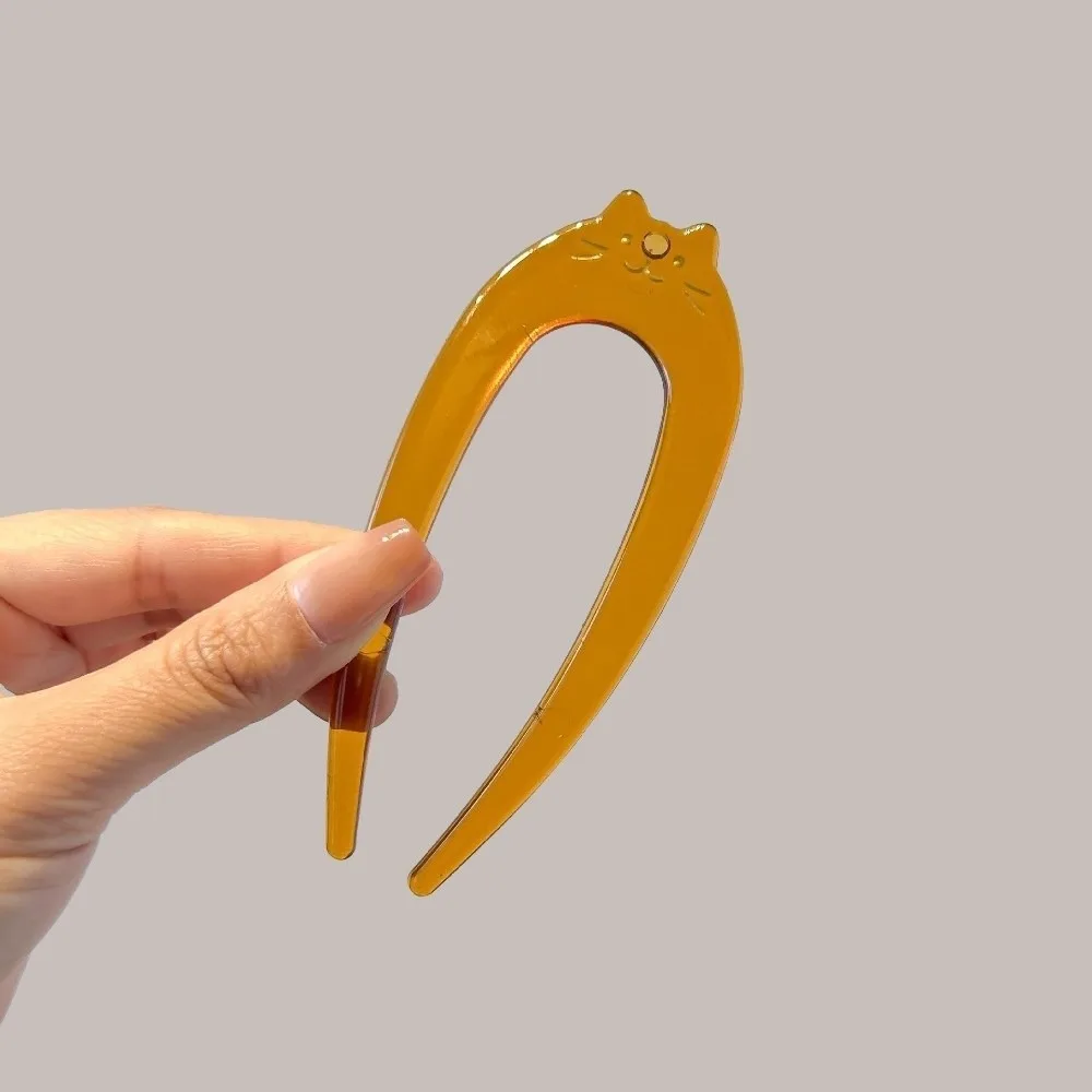 

Новые палочки для волос с мультяшным котом, U-образная акриловая заколка для волос, украшение для волос, инструмент для укладки волос