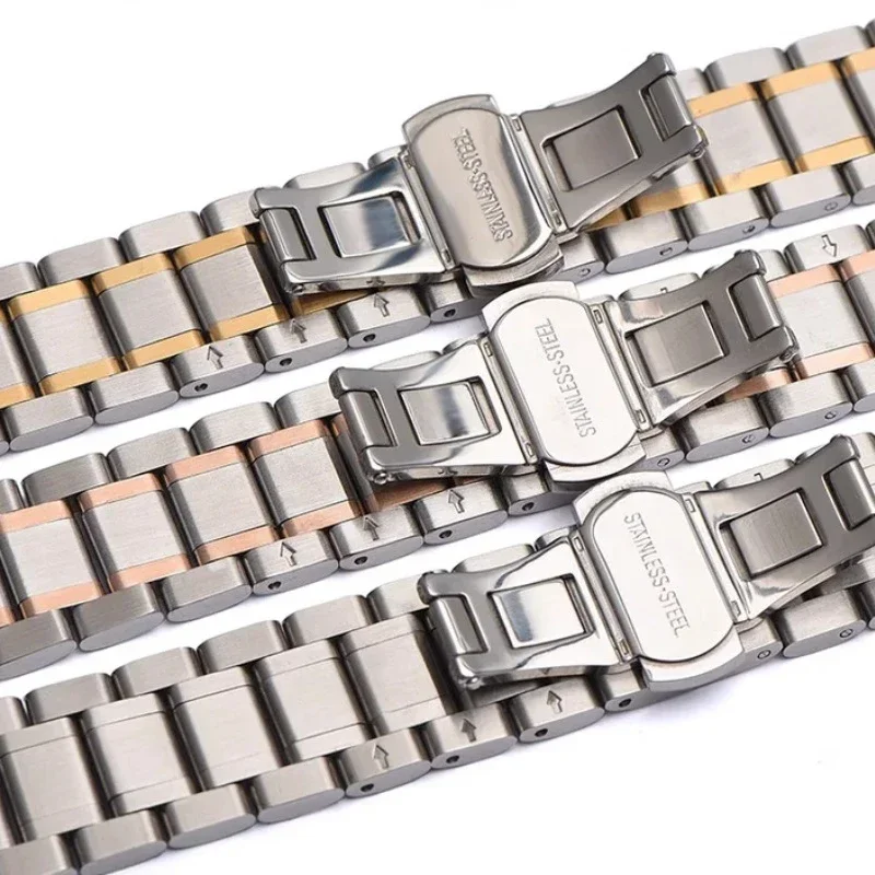 12/13/14/15/16/17/18/19/20/21/22/23/24 مللي متر الفولاذ المقاوم للصدأ حزام (استيك) ساعة ل ل لونجين حزام الرجال المعادن منحني نهاية سوار استبدال