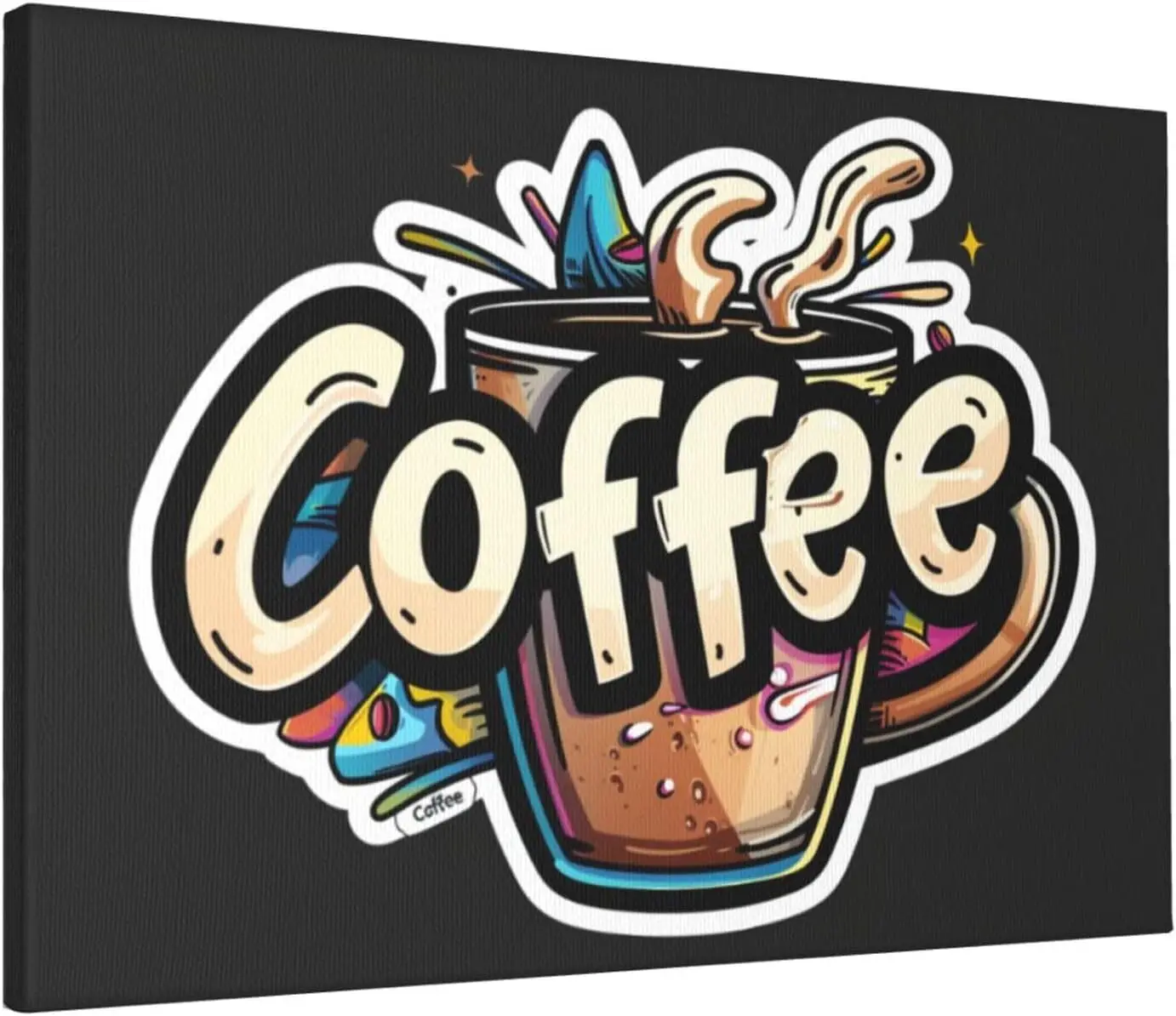 MA6GE8DE Cartoon Coffee Signs Frameless Canvas Painting,Chic Cafe Wall Art Canvas Pictures Poster Decoration,Gifts For Coffee En