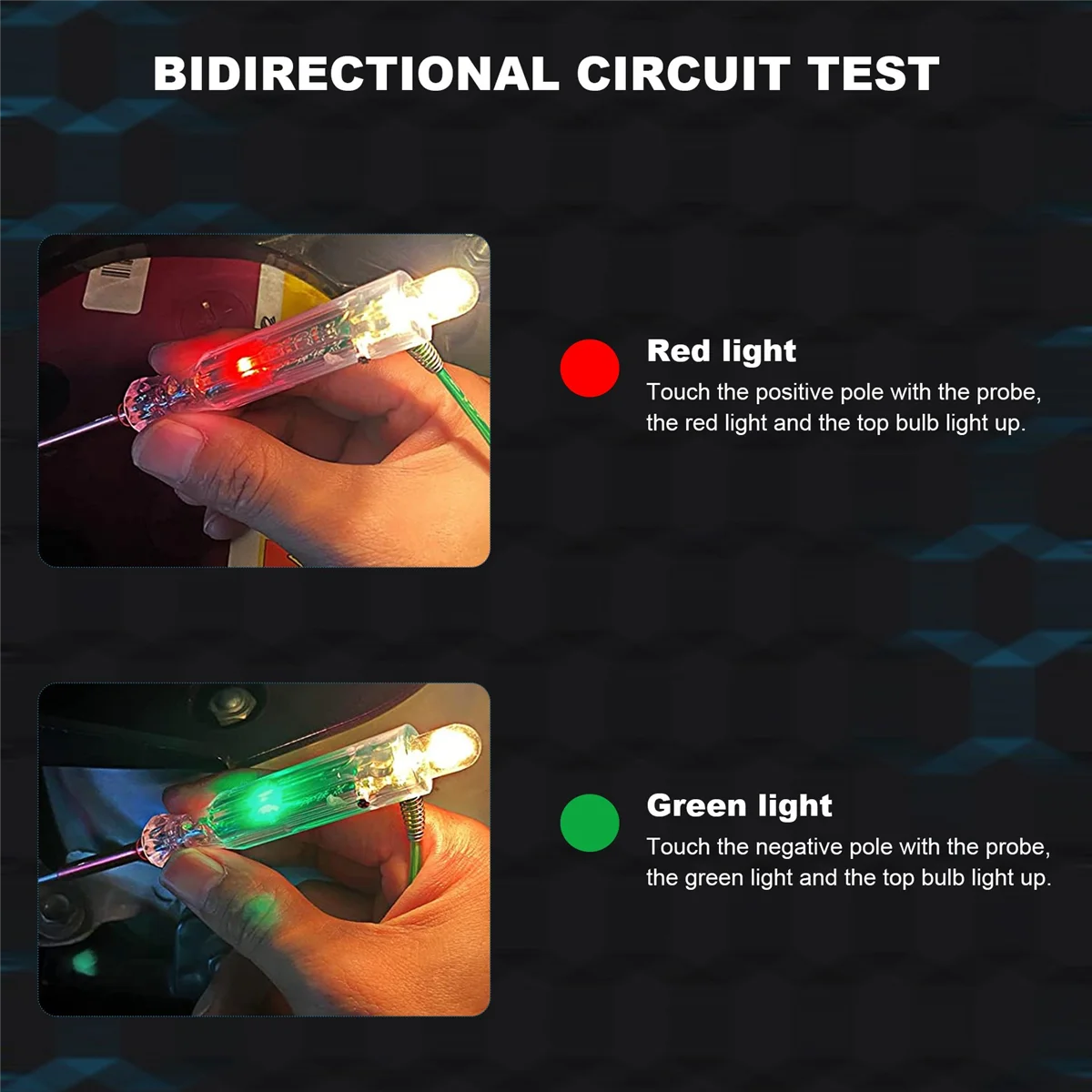 

A70P Automotive LED Circuit Tester 6-24V Test Light with Dual Probes 47 Inch Antifreeze Wire Alligator Clip for Testing