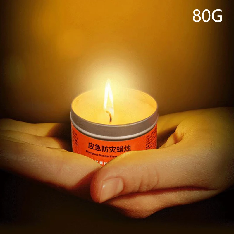 80g Emergency Candle Disaster Prevention Outage Lighting Outdoor Smoke-Free Candles Iron Cans Plant Candles