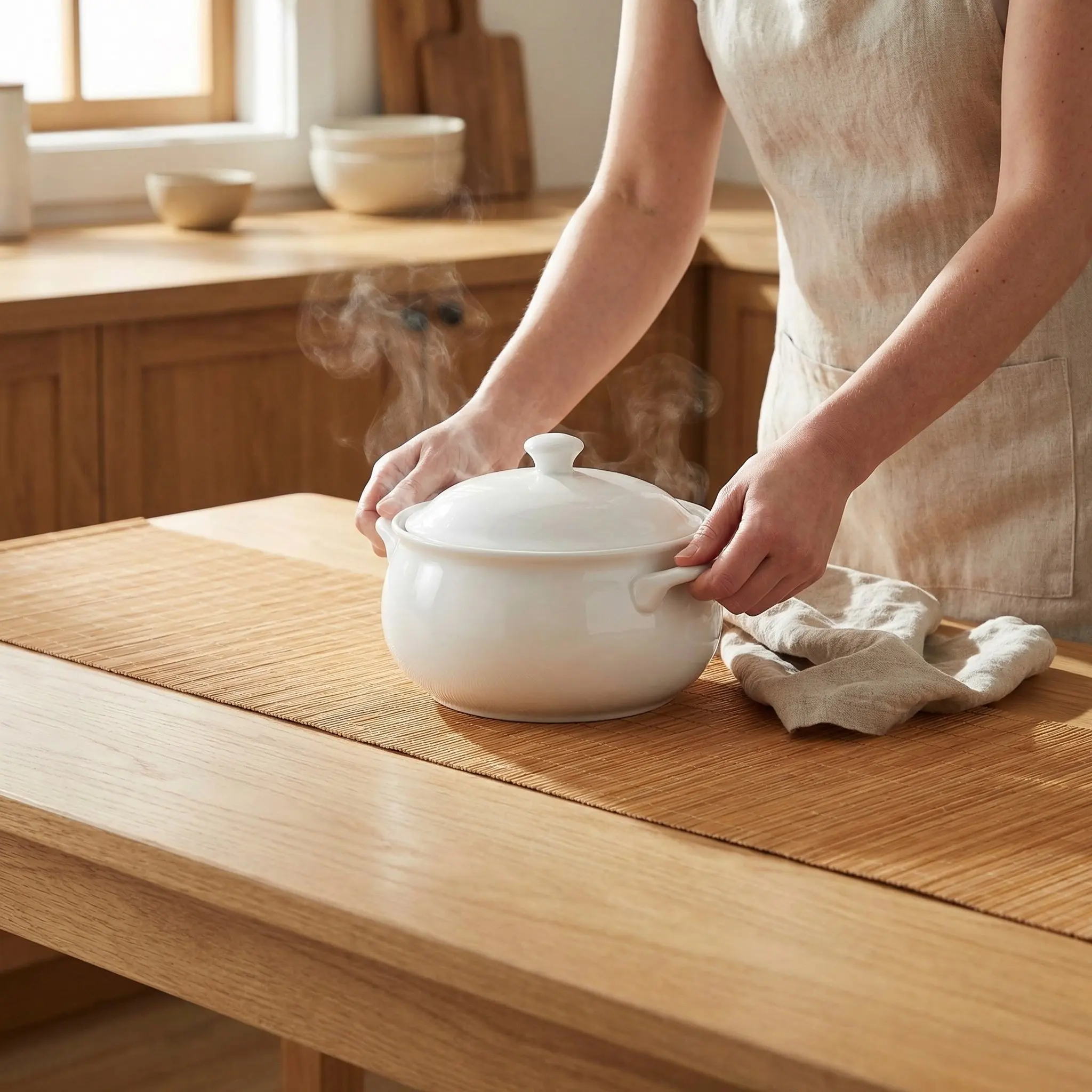 Cuttable Wide Bamboo Table Runner Dining Mat Tea Mat Heat Resistant Roll Table Cover for Kitchen Outdoor Party