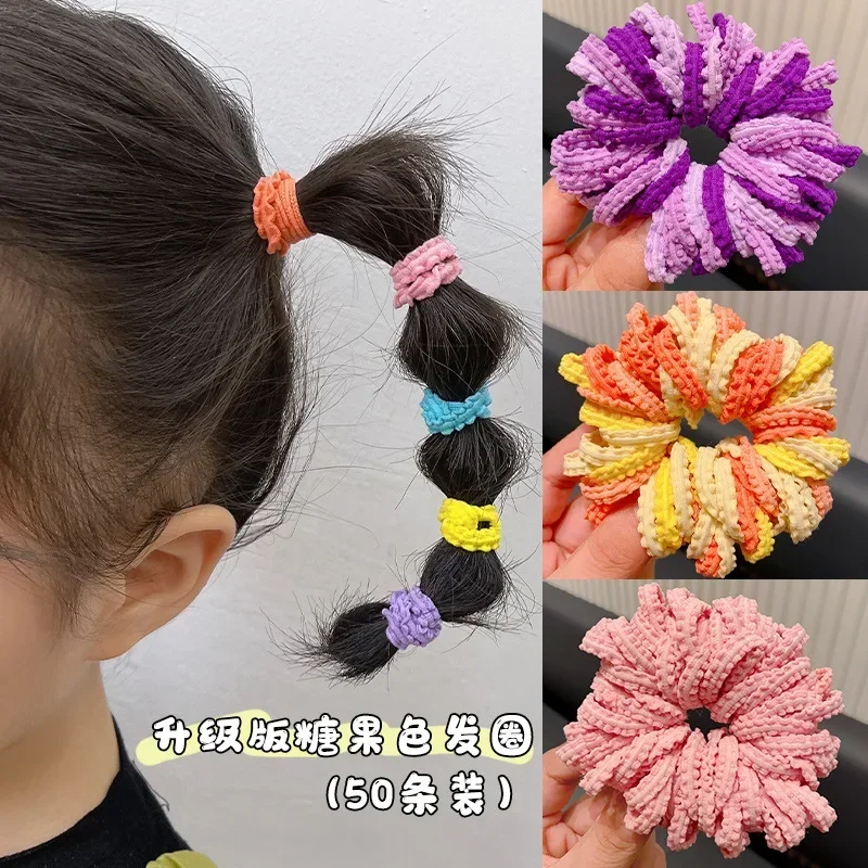 50PCS Hair Accessories Bands Bandeau Cheveux Scrunchies Tiara for Girls Envio Gratis Seamless Tie Ring Rubber Gradient Kids Cute