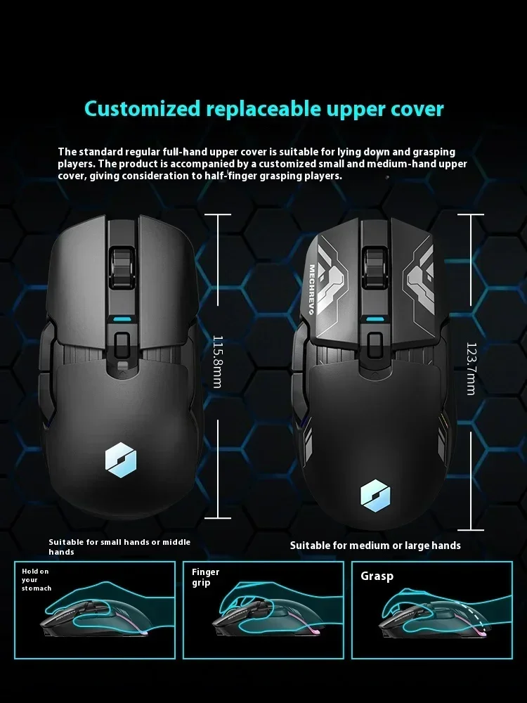 Imagem -03 - Mouse para Jogos sem Fio Pixart Paw3395 com Fio 2.4g Modo Duplo 26000 Dpi Micro Interruptores Trocáveis a Quente Mechrevo-m770