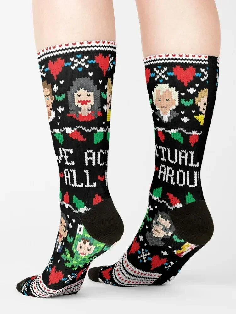 Vintage Gift Love Real Ugly Christmas The Best Men Women Socks ของขวัญตลก ถุงน่อง ถุงเท้าเด็กผู้หญิง