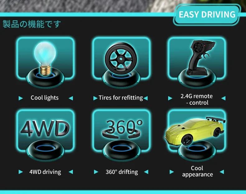 

Радиоуправляемая машинка для дрифта 2.4G, 30 км/ч, светящаяся модель, высокоскоростная внедорожная машинка на радиоуправлении, игрушка для детей, рождественский подарок