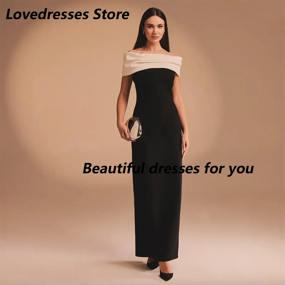 

Women's Evening Dress Customized Contrast Color Off The Shoulder Simple Evening Gowns Ankle Length Formal Party Dress 2025