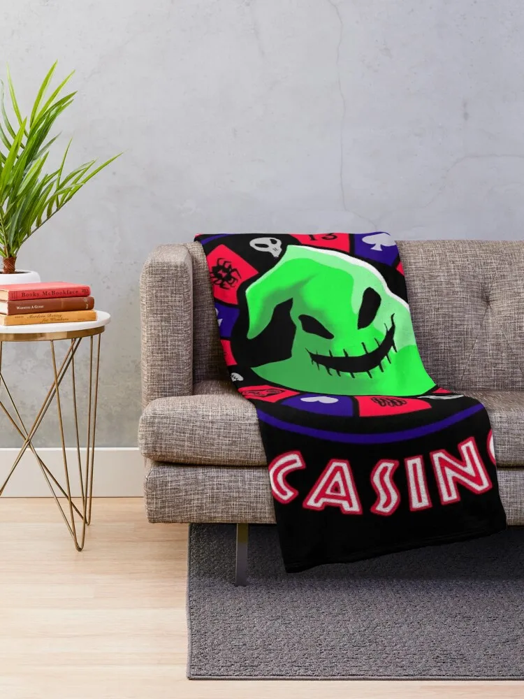 Oogie Boogies Casino - Roulette Wheel in Black Light Colors Throw Blanket for winter blankets ands Blankets