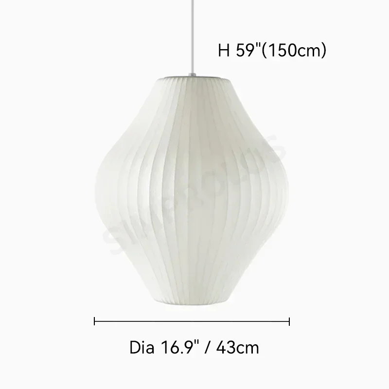 HomeLover Nelson Bubble Silk Fabric LED Pendant Lamp White 5