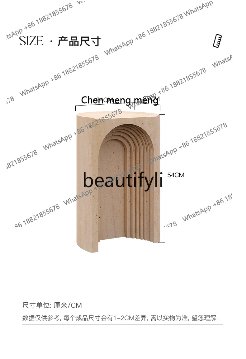 Creative wabi sand travertine sofa side few tea table hall rounded corner few natural stonesH  R